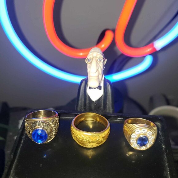 3 Jewelry Rings custom gold diamond gem wedding Dragon War Eagle Class of 99 LOT